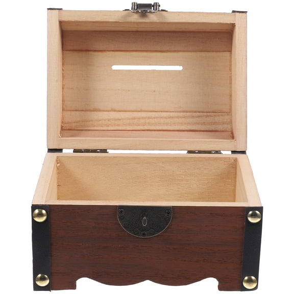 LEORX Lockable Wooden Storage Box With Lock For Home Decor Golden 1Pcs