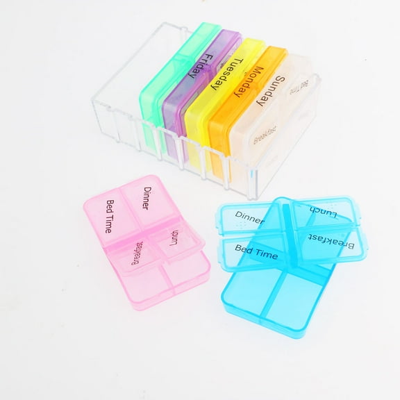 LEORX Medication Travel Case Portable 7 Day 28 Cell Durable Hard Plastic 1Pcs