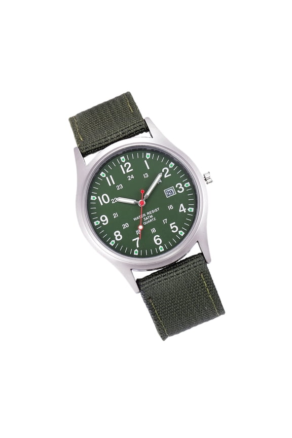 Mens Watches With Quartz Movement And Calendar Dial Round Shape In Green Color 1Set