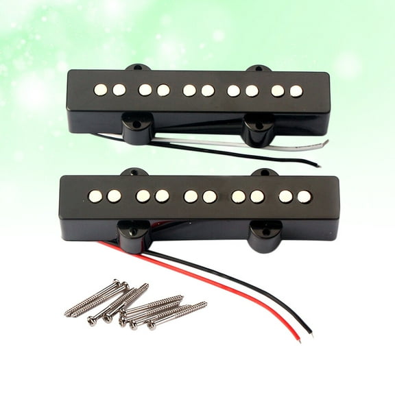LEORX Metal Bass Pickup for Guitar Replacement with V Magnets and Wax Potted Noise Elimination Black 4 String Size