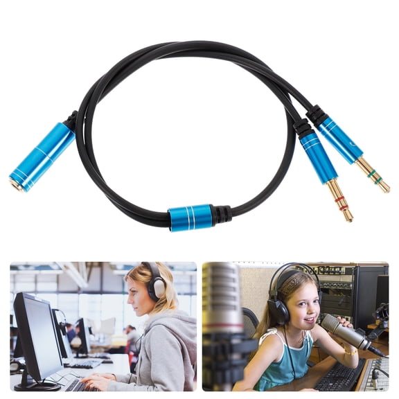 LEORX Mic Splitter for PC Unplugging Resistance 35X0.5X0.5CM Gold-Plated Plugs 1Pcs