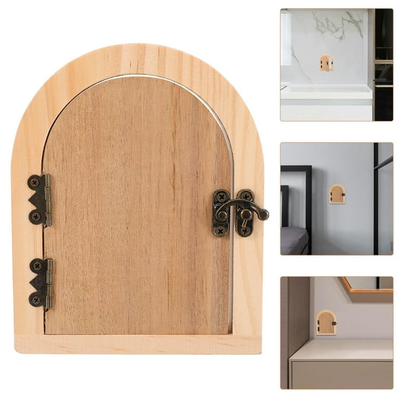 LEORX Miniature Door Wall Decor Fairy Door Outlet Cover Decorative Wood Multi for Parents and Pet Owners 1Pcs