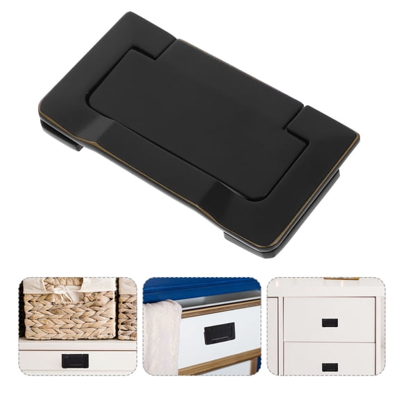 LEORX Minimalist Hidden Door Latch Black Zinc Alloy 1Pack