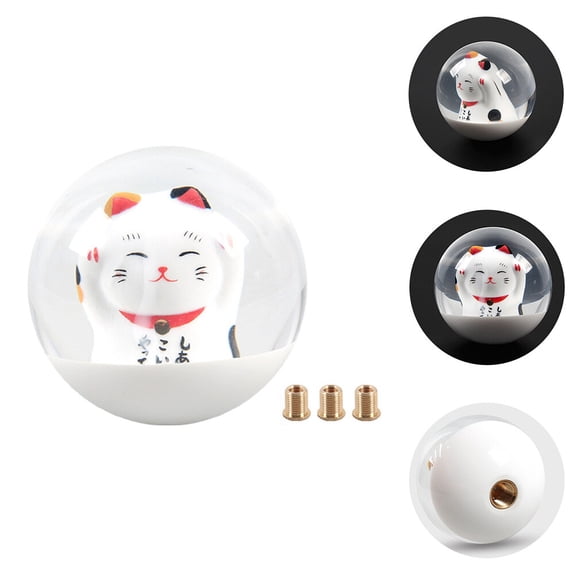 LEORX Multi Color Cat Car Shifts Knob Acrylic and Copper Durable Replacement with Adapters for Manual Cars