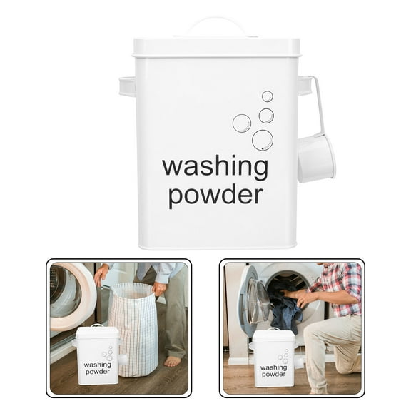 LEORX Metal Laundry Powder Storage Bucket with Handle and Scoop for Household Fabric Softener Dispenser