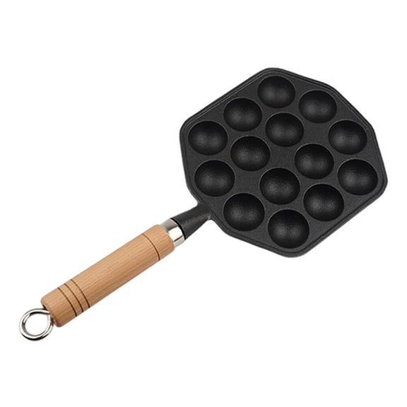 LEORX Casting Iron Multi Purpose Frying Pan with 14 Holes for Snail and Meatball Cooking