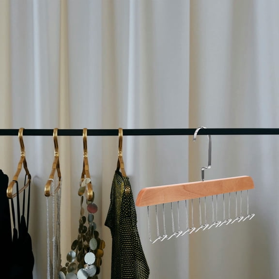 LEORX Wardrobe Clothes Hangers with Ample Space in Khaki for Hanging Bags Slings Scarves
