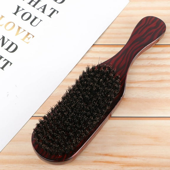 LEORX Ergonomic Wooden Hair Comb, Dark Brown, Natural Bristles, Anti-Frizz
