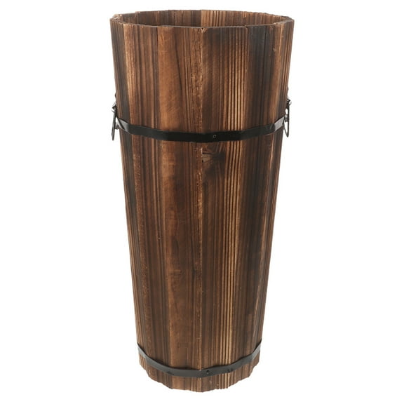 LEORX Sturdy Wood Umbrella Stand Indoor with Storage for Canes and Fans