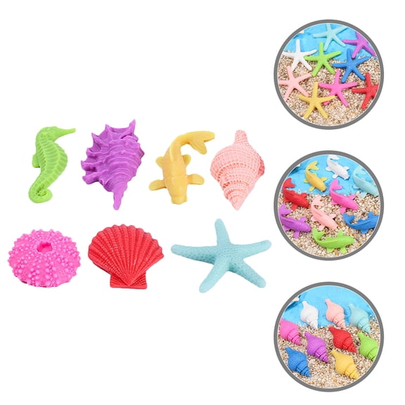 LEORX 7Pcs Resin Nautical Conch Decoration for Home Assorted Color Ocean Theme Figurines