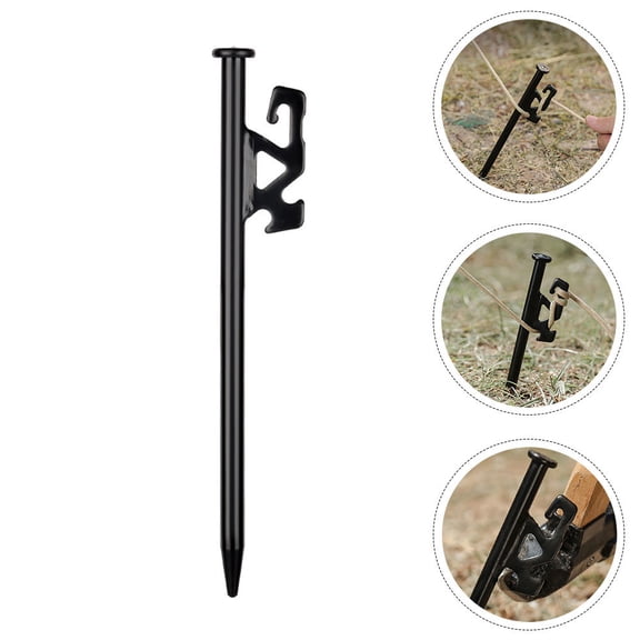 LEORX Premium Black Steel Tent Pegs for Outdoor Tent Support and Wind Resistant Stability
