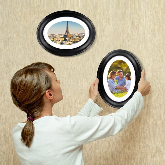LEORX Oval Wooden Picture Frame Black Elegant Photo Frame Home Decor