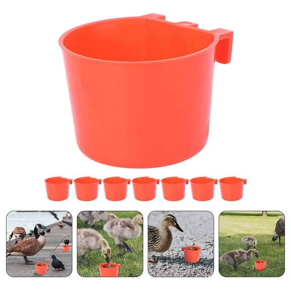 LEORX Pet Bird Bowl Red Plastic 8Pcs 3.3x2.4in Durable Multi-Function Bird Feeding