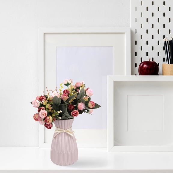 LEORX Pink Ceramic Flower Pot Decor for Home Stylish Desktop Vase Practical 1pc