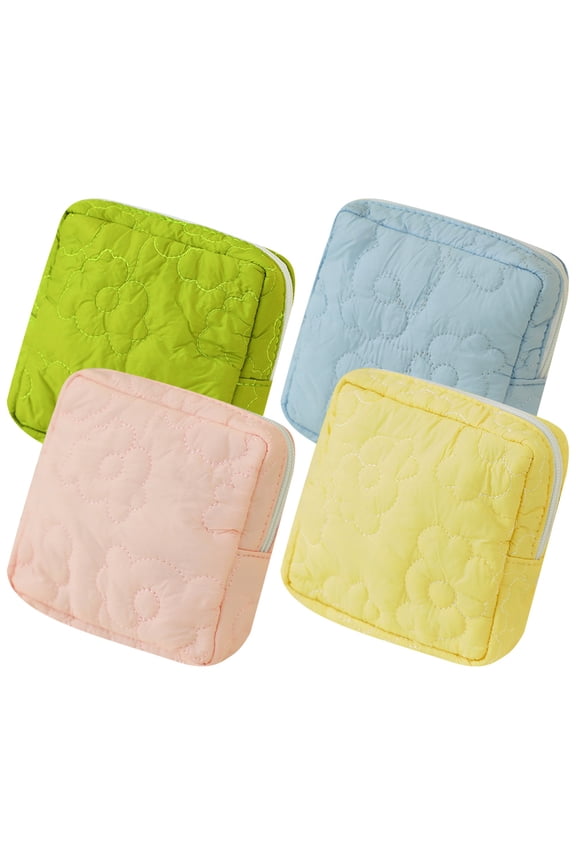 Sanitary Pad Storage Pouch Polyester Period Bag Green 4Pcs 4.72X4.72X1.57in