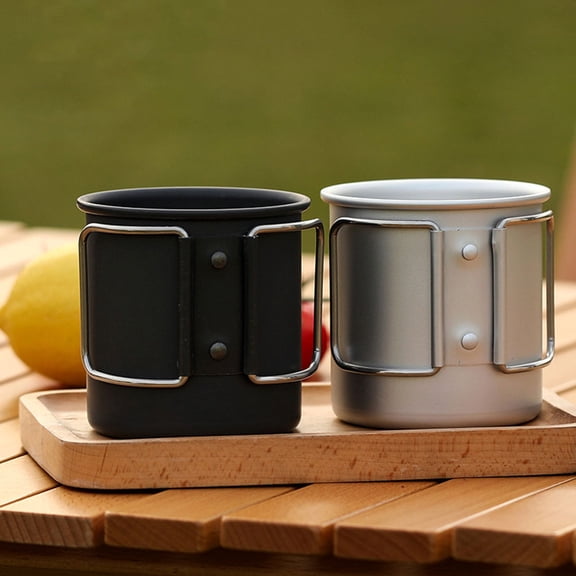 LEORX Portable Coffee Cup Camping Cup Silver Leakproof Coffee Cup for Adventure 1Pcs