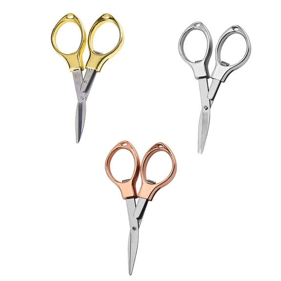 LEORX Portable Folding Scissors with Durable Stainless Steel Blades for Sewing Craft Use 3 Pcs