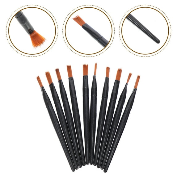 LEORX 100Pcs Practical Lip Brush Set Black Plastic Handle Artificial Fiber for Portable Lip Application
