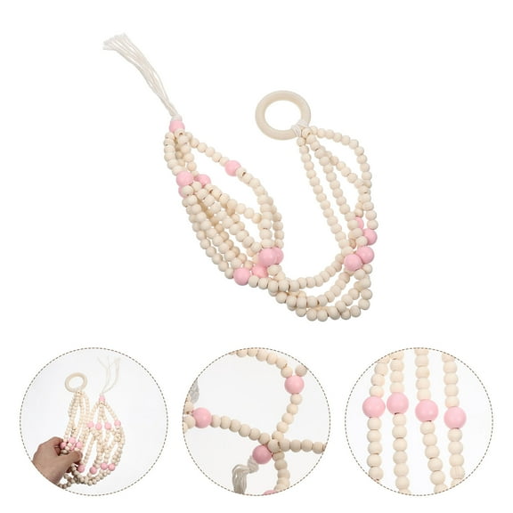 LEORX Pot Macrame Wooden Beads Pink Hanging Plant Holder 1Pack