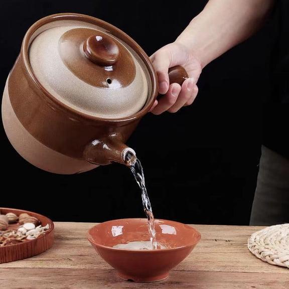 LEORX Clay Pot for Cooking Premium Pottery Material Smooth Handle for Safety