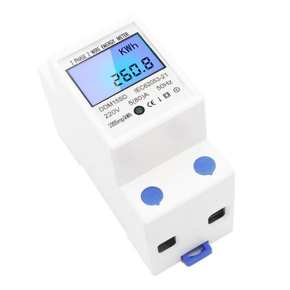 LEORX Power Consumption Meter LCD Display Volt Amp Meter Plastic White Rectangular Single-phase 1Set