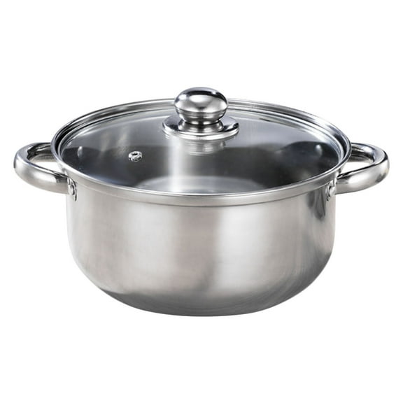 LEORX Practical Kitchenware Stainless Steel Soup Pot with Glass Cover for Kitchen Use Large Capacity 5.3qt Silver