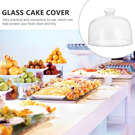 LEORX Premium Transparent Glass Cake Cover for Home Use Food Protective Cover 11.5 x 11.5 x 4.5 inches