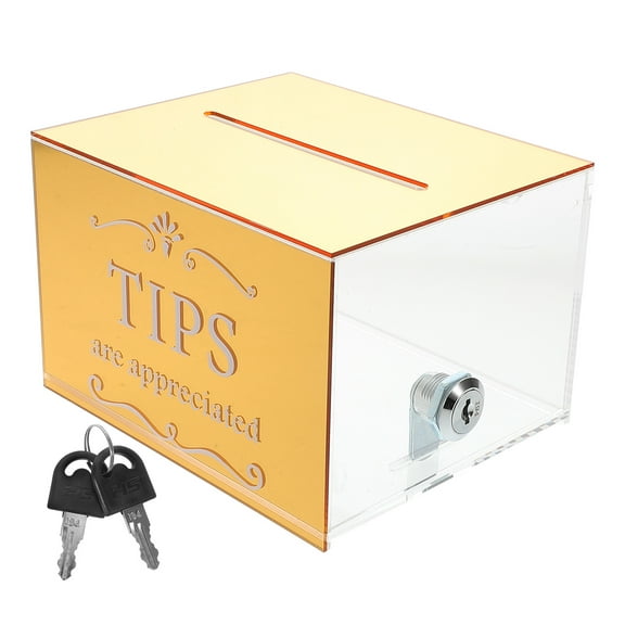 LEORX Transparent Acrylic Lock Box for Tips Money Collection and Raffle Use
