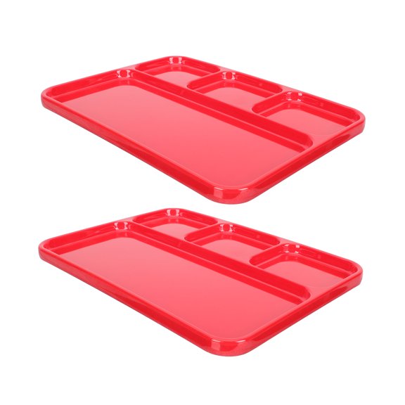 LEORX Red Barbecue Plate with Compartment Design for Home Use Made of Synthetic Material 2Pcs
