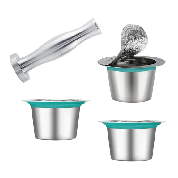 LEORX Refillable Coffee Capsule Lid for Coffee Machine Stainless Bar Use 1 Set
