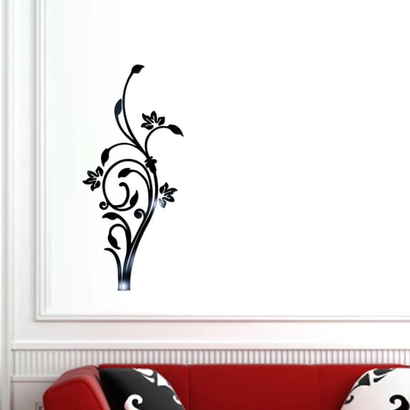 LEORX Removable Wall Stickers Decors Acrylic Flower Mirror Sticker Waterproof for in Kitchen 1Pcs