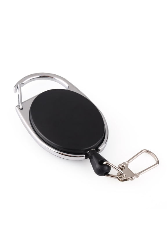 Retractable Keychain with Badge Reel and Steel Cable for Keys Hanging Black 2pcs