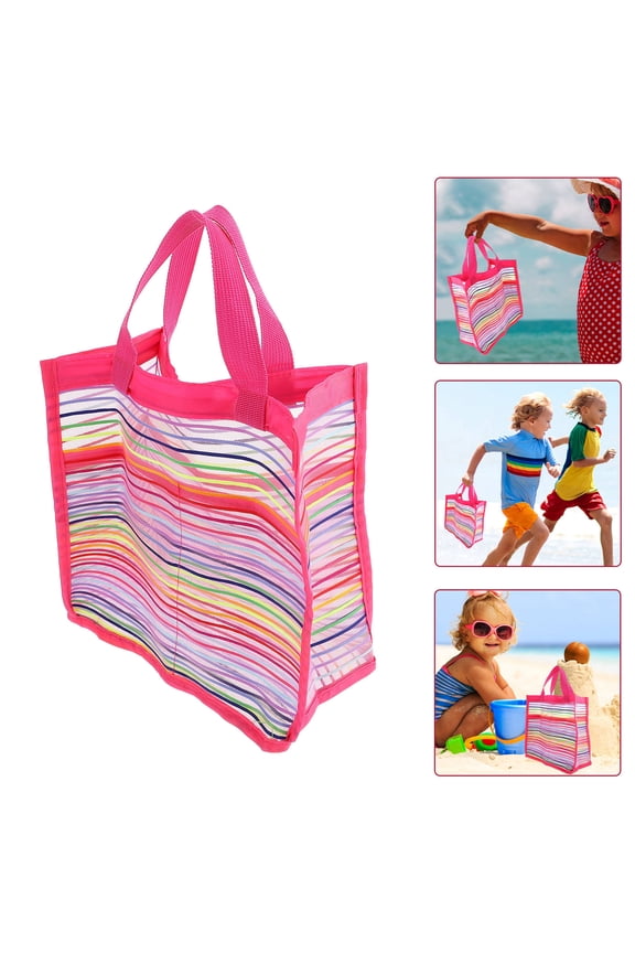 Rosy Oxford Cloth Beach Bag for Storage with Large Capacity Ideal for Kids Collecting Shells 10.5 inches x 14.5 inches