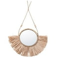 thumbnail image 1 of LEORX Round Wall Hanging Mirror with Beige Raffia Design for Home Decoration 1 Piece, 1 of 1