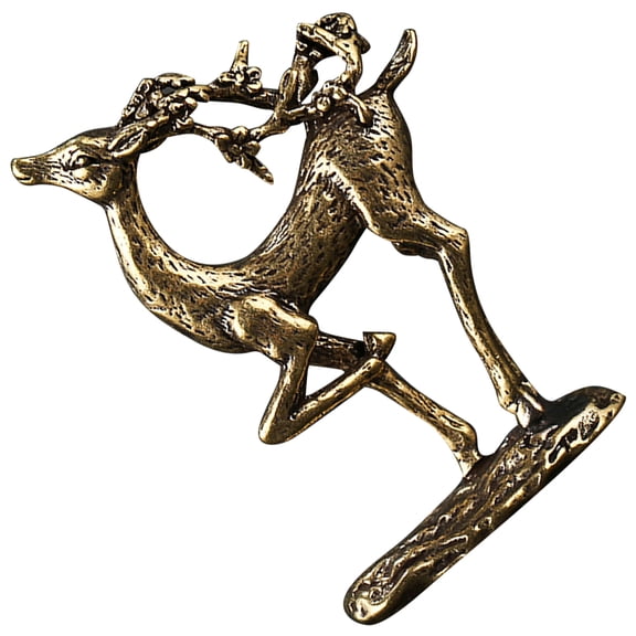 LEORX Rustic Deer Figurine Brass Desktop Elk Ornament Decoration for Indoor Accessory 1 PCS