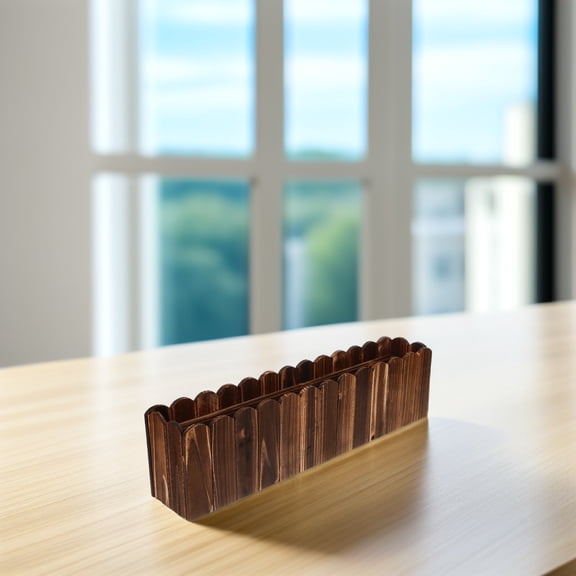 LEORX Indoor Window Planter Dark Brown Wood Flower Box for Garden Decoration 1Pack