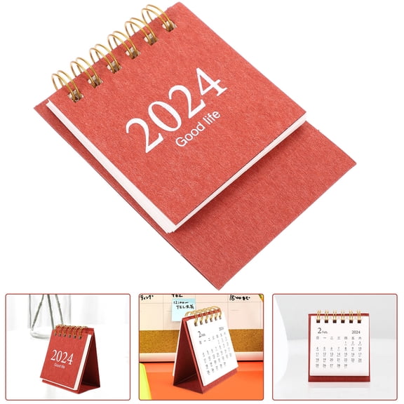 LEORX Schedule Calendar Small Standing Calendar Red Paper 1Set