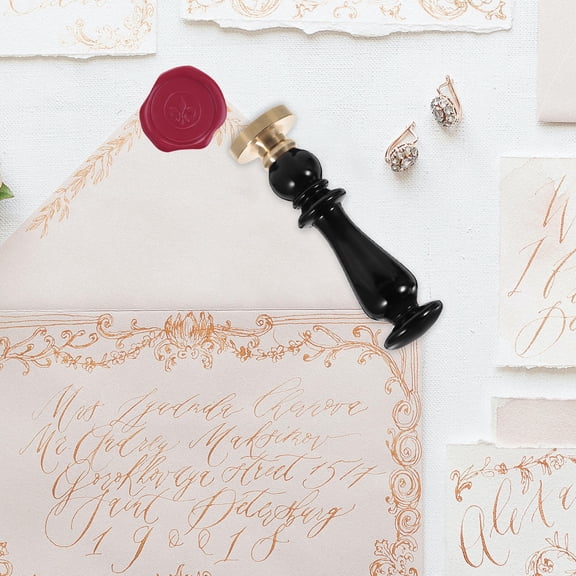 LEORX Seal Envelope Handle Black Wood 1Set for Wedding Letter Sealing