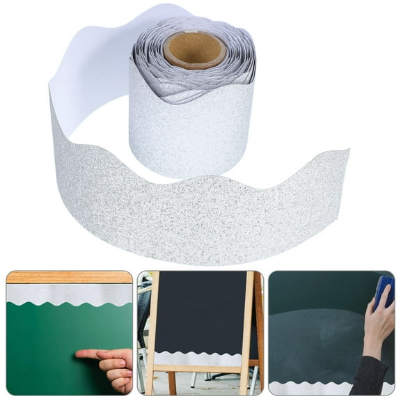 LEORX Silver Glitter Bulletin Board Borders Decorative Paper Trim for Classroom and Bulletin Boards 2.5 Inch