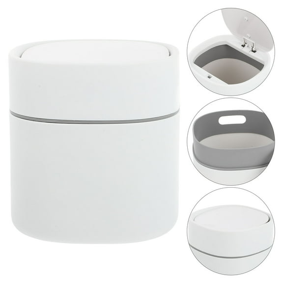 LEORX Small Desk Trash Can With Lid 1Set Square Organizer For Office Supplies