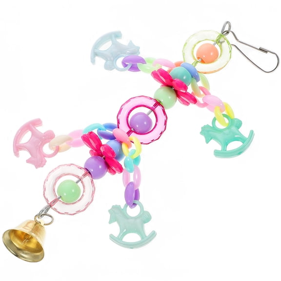 LEORX Small Parrot Toys Interactive Bird Cage Toy Assorted Color Plastic Metal 1 Set