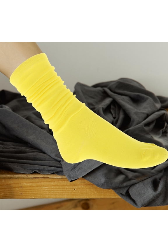 Socks Women Bright Yellow Cotton 1 Pair Breathable Over the Knee Socks