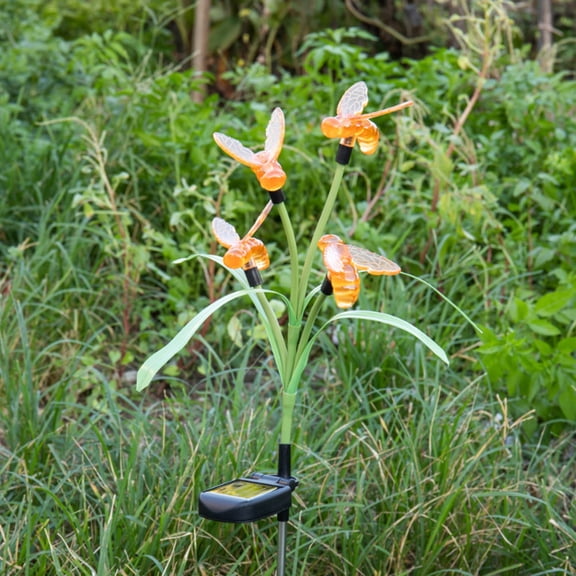 LEORX 1Pc LED Lawn Lamp Solar Powered Bees Shape Ground Plug for Garden Yard