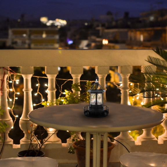 LEORX Solar Powered Revolving Light Landscape Lighting Outdoor Rotate Black