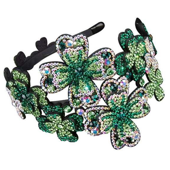 LEORX Wide Edge p Headband Rhinestone Green 1Pack for Women