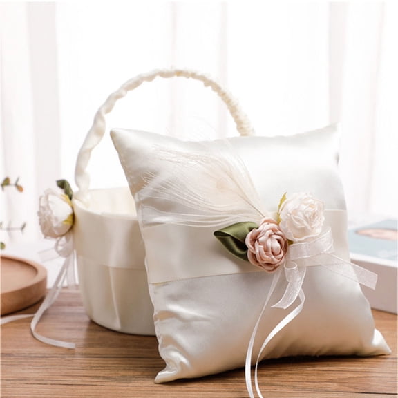 LEORX Square Wedding Decorative Pillow Satin for Special Occasions 1Pack