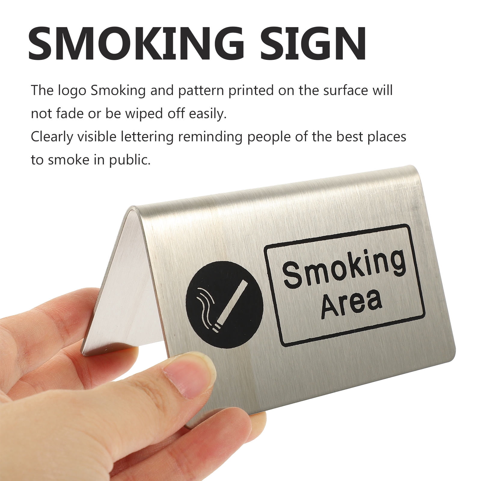 Sign 7465 LEORX Stainless Steel Smoking Area Sign Indoor Table Card for Public ...