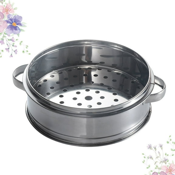 LEORX Stainless Steel Food Steamer Basket with Handle for Kitchen Use Silver Cookware