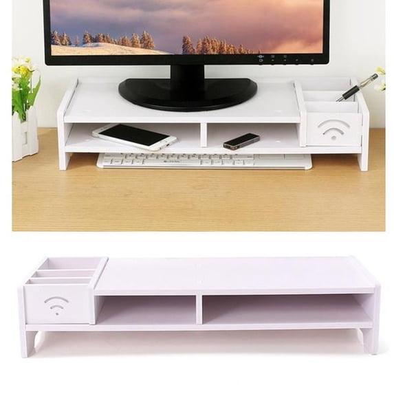 LEORX Standing Desk Riser Bamboo Computer Monitor Stand for Office 1Set