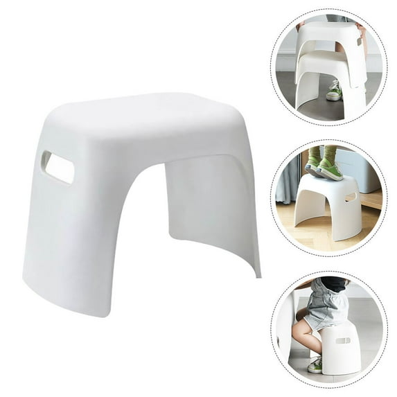 LEORX White Plastic Stool with Anti Skid Design for Home and Bathroom Use